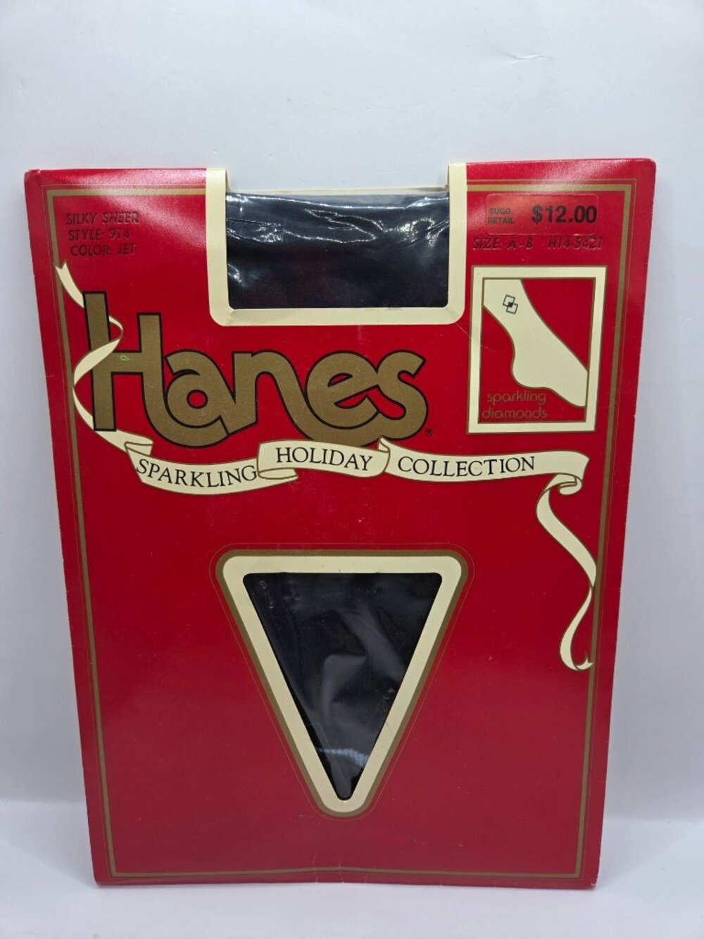Vtg Hanes Sparkling Holiday Collection Silky Sheer Pantyhose Jet Color Size AB